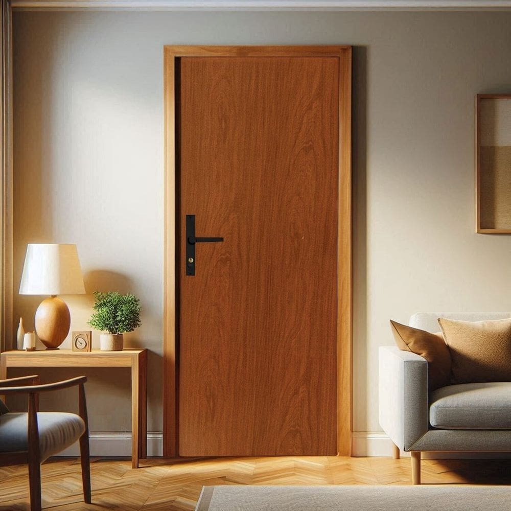 Kit Porta de Madeira 212x93cm Batente de Aluminio 4,7cm Duraplac Marrom