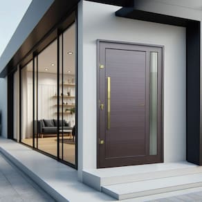 Porta Pivotante Lambril Visione com Puxador Lado Esquerdo Elite 240x120 Corten
