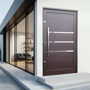 Porta Pivotante Lambril Evolution com Puxador Lado Direito Elite 216x130cm Corten