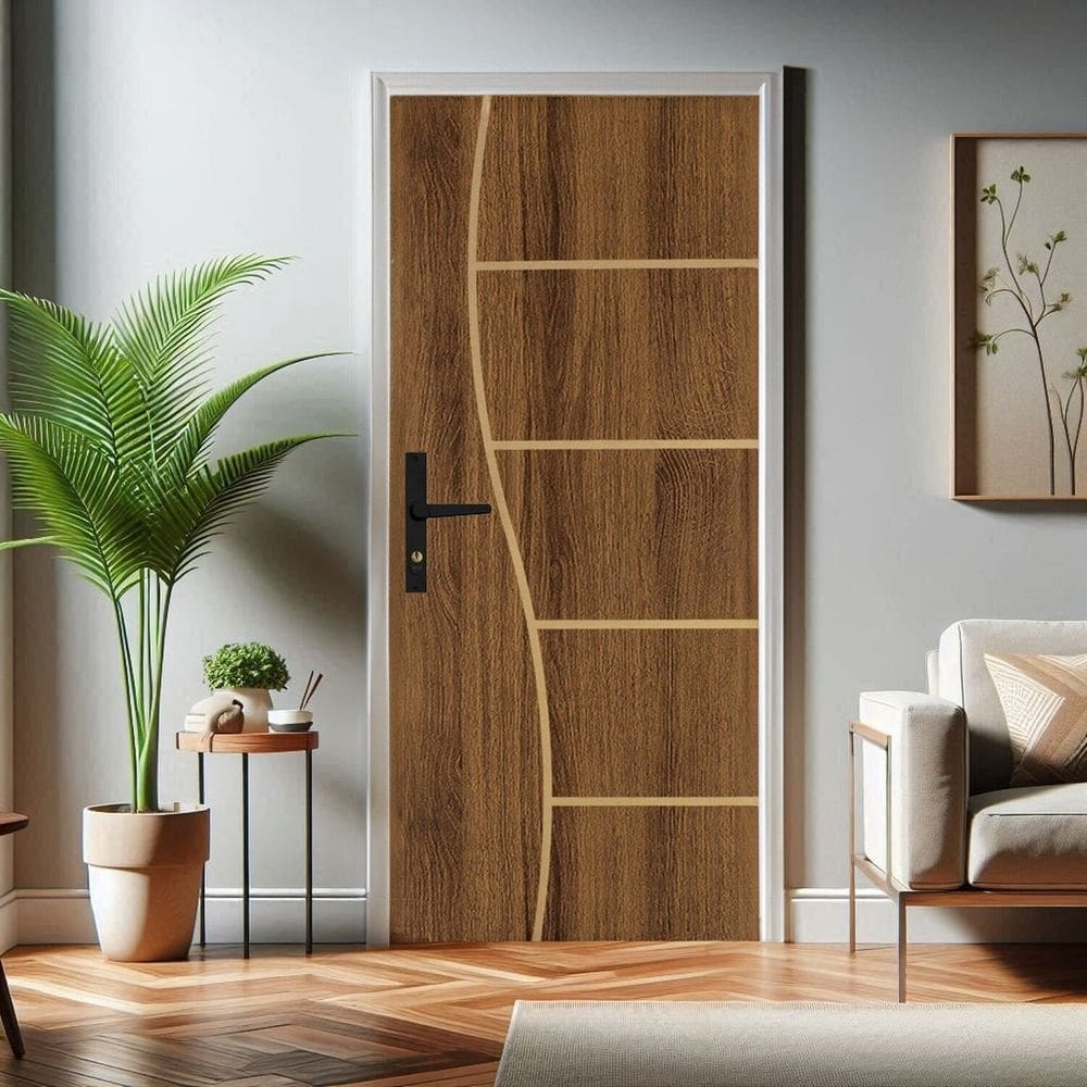 Kit Porta de Madeira 215x85cm Batente de Aço 6,5cm Duraplac Marrom