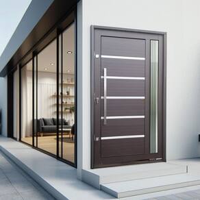 Porta Pivotante Lambril Miraggio com Puxador Lado Esquerdo Elite 240cmx150cm Corten
