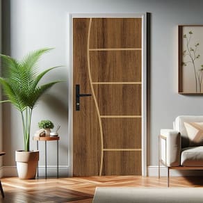 Kit Porta de Madeira 215x85cm Batente de Aço 14cm Duraplac Marrom