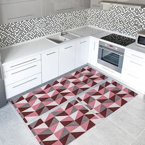 Tapete Cozinha 3 Peças Jacquard Latéx Dallas Vermelho