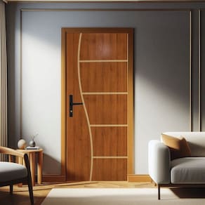 Kit Porta de Madeira 212x83cm Batente de Aluminio 4,7cm Duraplac Marrom
