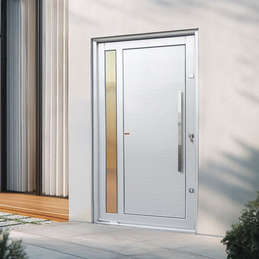 Porta Pivotante Lambril Visione com Puxador Lado Esquerdo Elite 216x120 Branco