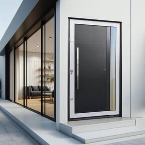 Porta Pivotante Lambril Visione com Puxador Lado Esquerdo Elite 216x100 Mix Preto