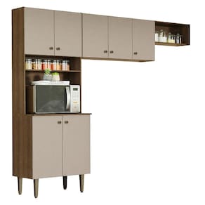 Armário de Cozinha Compacta Quiosque 235cm Rustic/Crema Gourmet Madesa XA