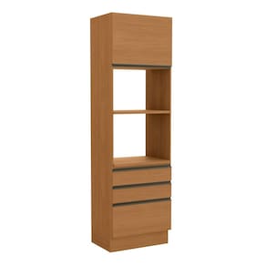 Kit Forno 700mm 4 Portas 3 Gavetas de Madeira Canela