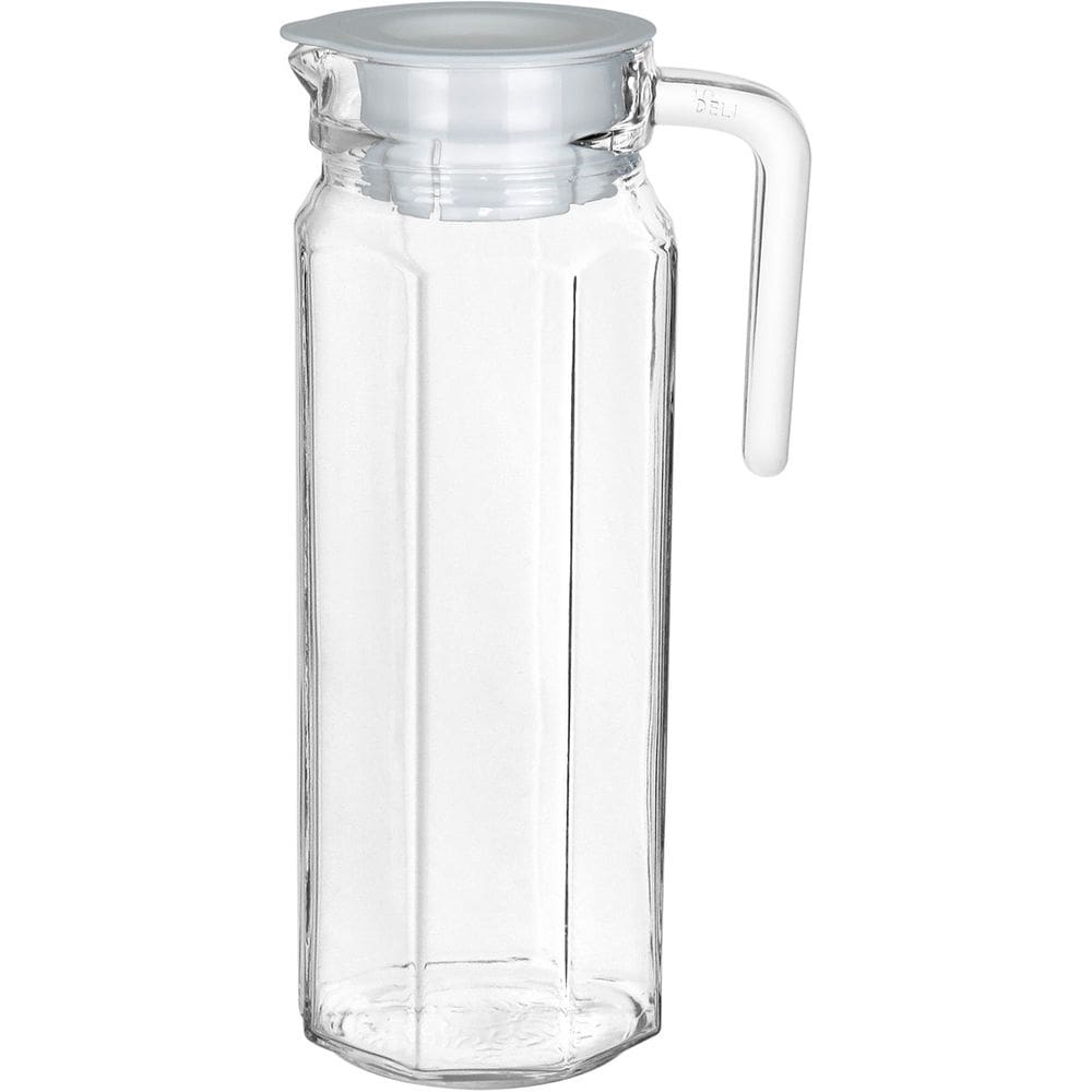 JARRA SUCO ÁGUA HOME&CO TAMPA BRANCA VIDRO 1L 24x8x8cm TRANSPARENTE
