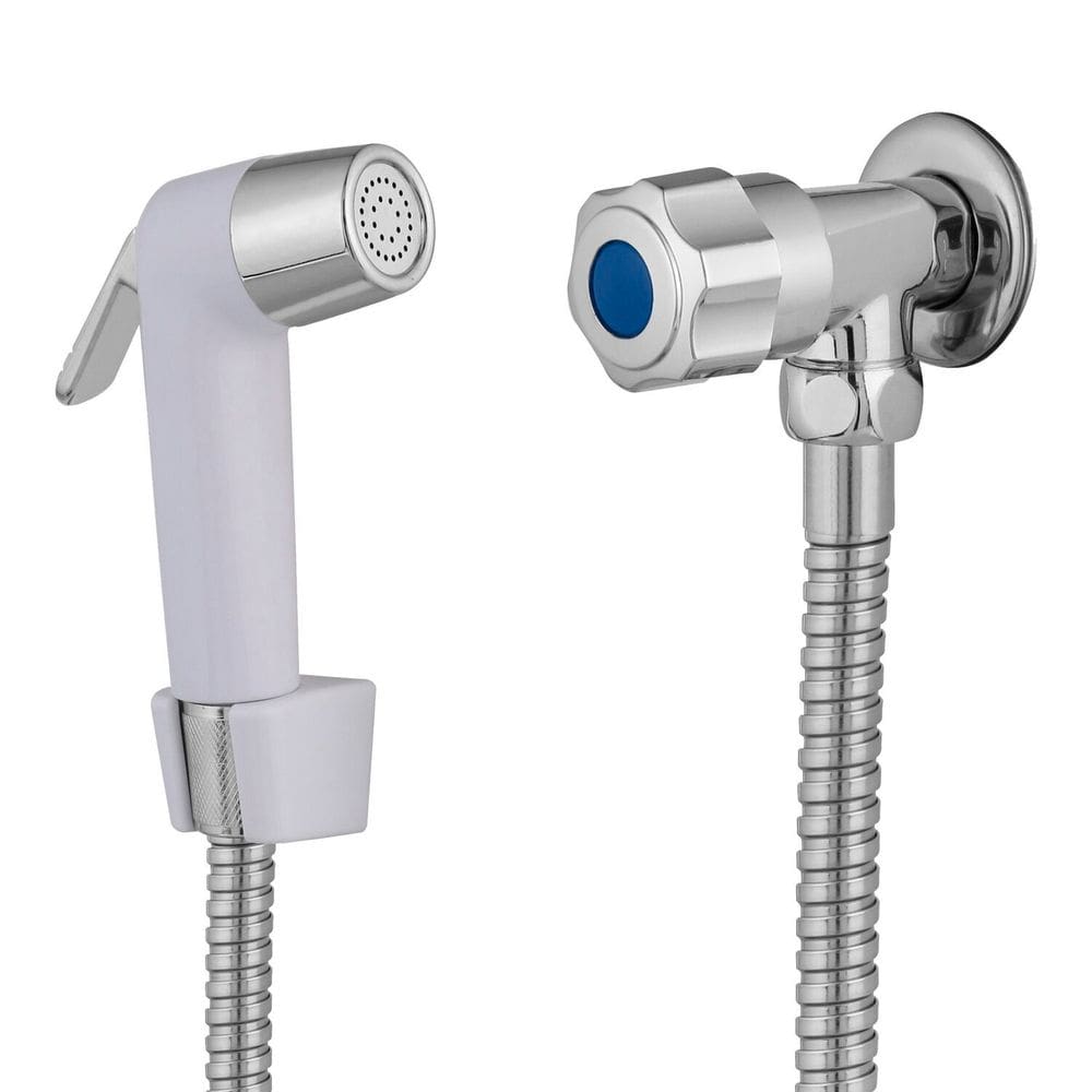 Ducha Higiênica Pop 1,20m Gatilho Abs 1/4 Volta - 1800 Leão Branca/Cromada