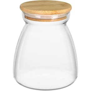 POTE PORTA MANTIMENTOS HOME&CO COM TAMPA BAMBU BOROSSILICATO 850ml 13x8x8cm TRANSPARENTE