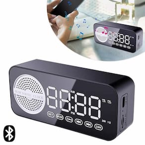 Mini Caixa De Som Bluetooth Com Relógio Despertador Portátil