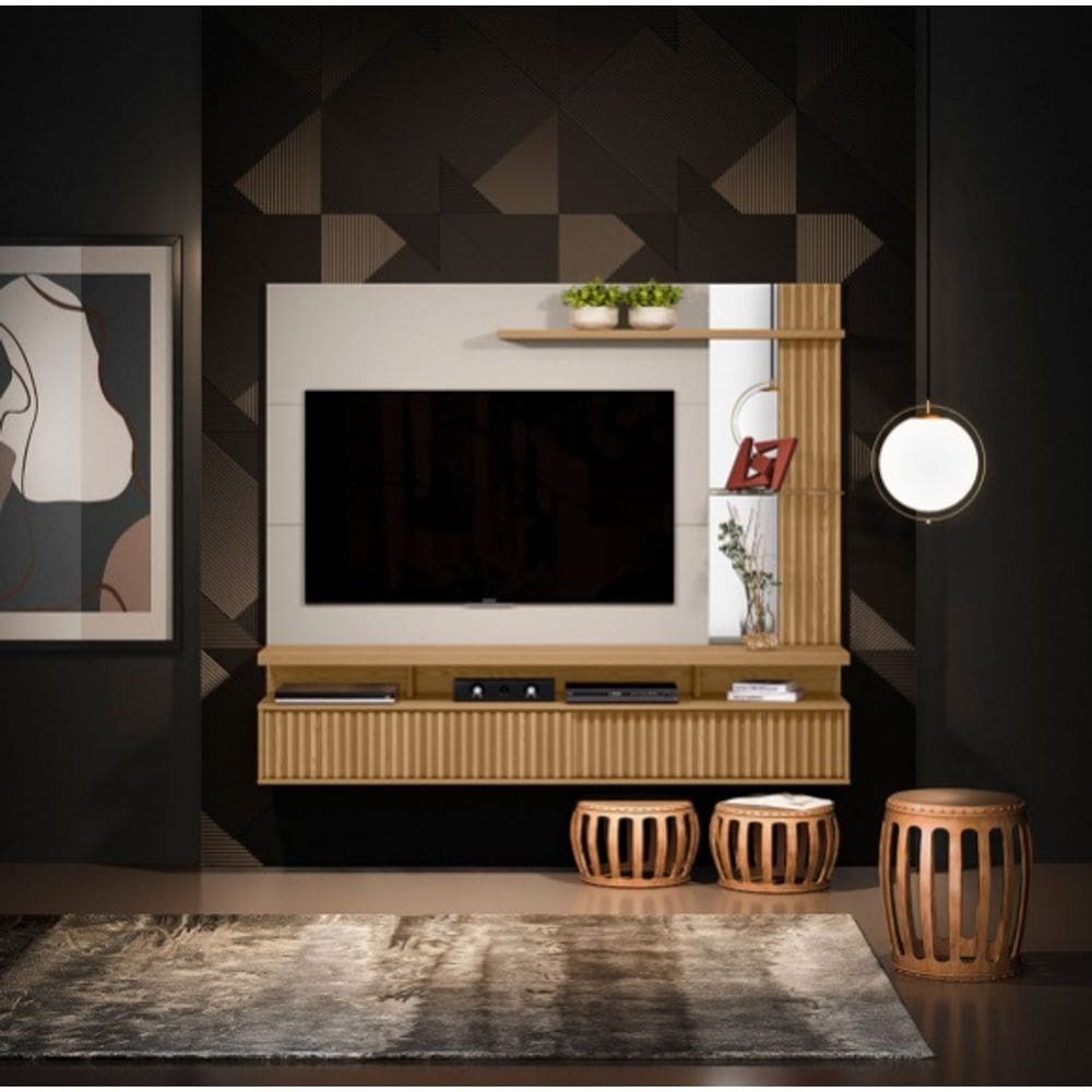 Painel Linea Home Maragogi 1,82 Nature / Off White Tv 60 Polegadas