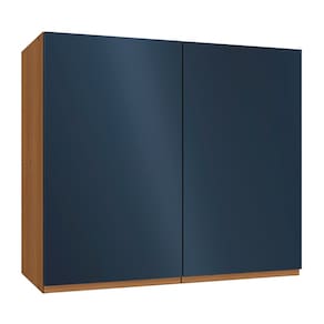 Aéreo 2 Portas de 800mm de Madeira, Estilo Contemporanêo Canela/ Azul