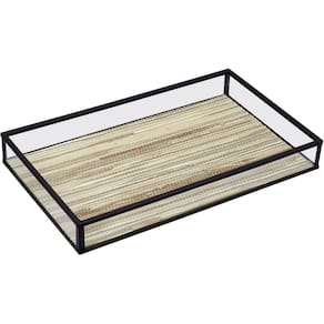BANDEJA DECORATIVA PARA SERVIR LAVABO HOME&CO VIDRO 3x15x25cm BEGE