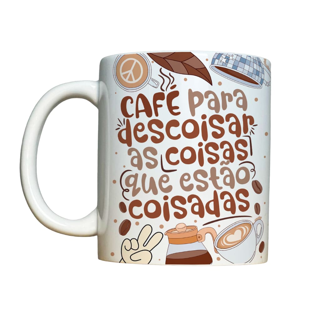 Caneca 325ml Vibes Café para descoisar as coisas que estão