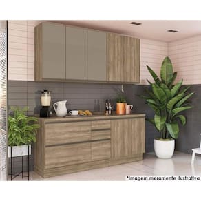 Cozinha Modulada Kappesberg Maxxi 6 Peças (2 Armários + 2 Balcões + 2 Complementos) CPT54 Nogal-Kappesberg