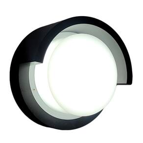 Arandela Preta Redonda Luminária Parede Muro + Lâmpada Led G9 7w Alta Performance Branco Frio 110v