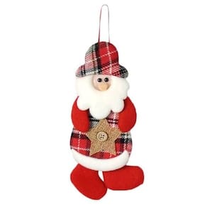 Enfeite Pendente Árvore Natal Papai Noel Xadrez 17cm