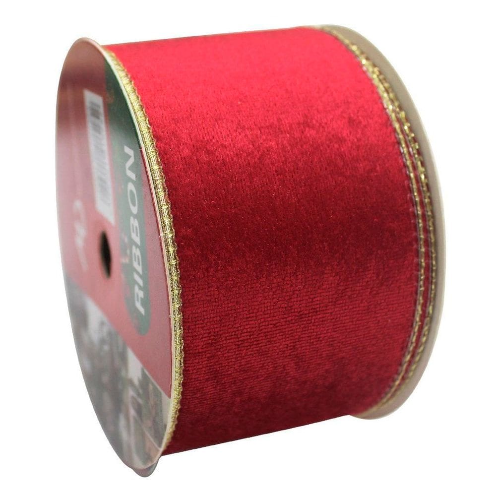 Fita Aramada Decoração Natalina 6cm x 9,14m Vermelha