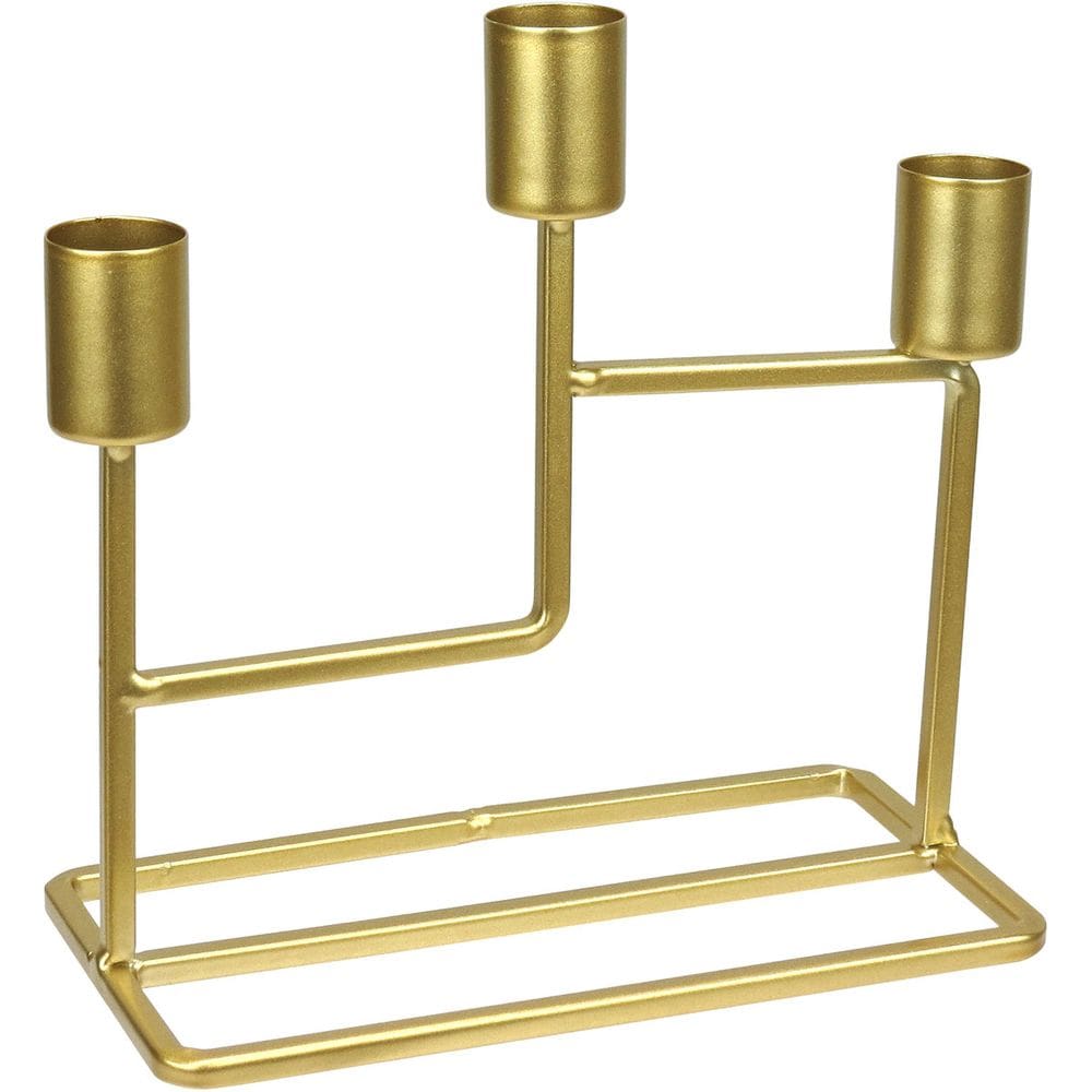 CASTIÇAL DECORATIVO PORTA VELA HOME&CO 3 VELAS METAL 16x8x15cm DOURADO