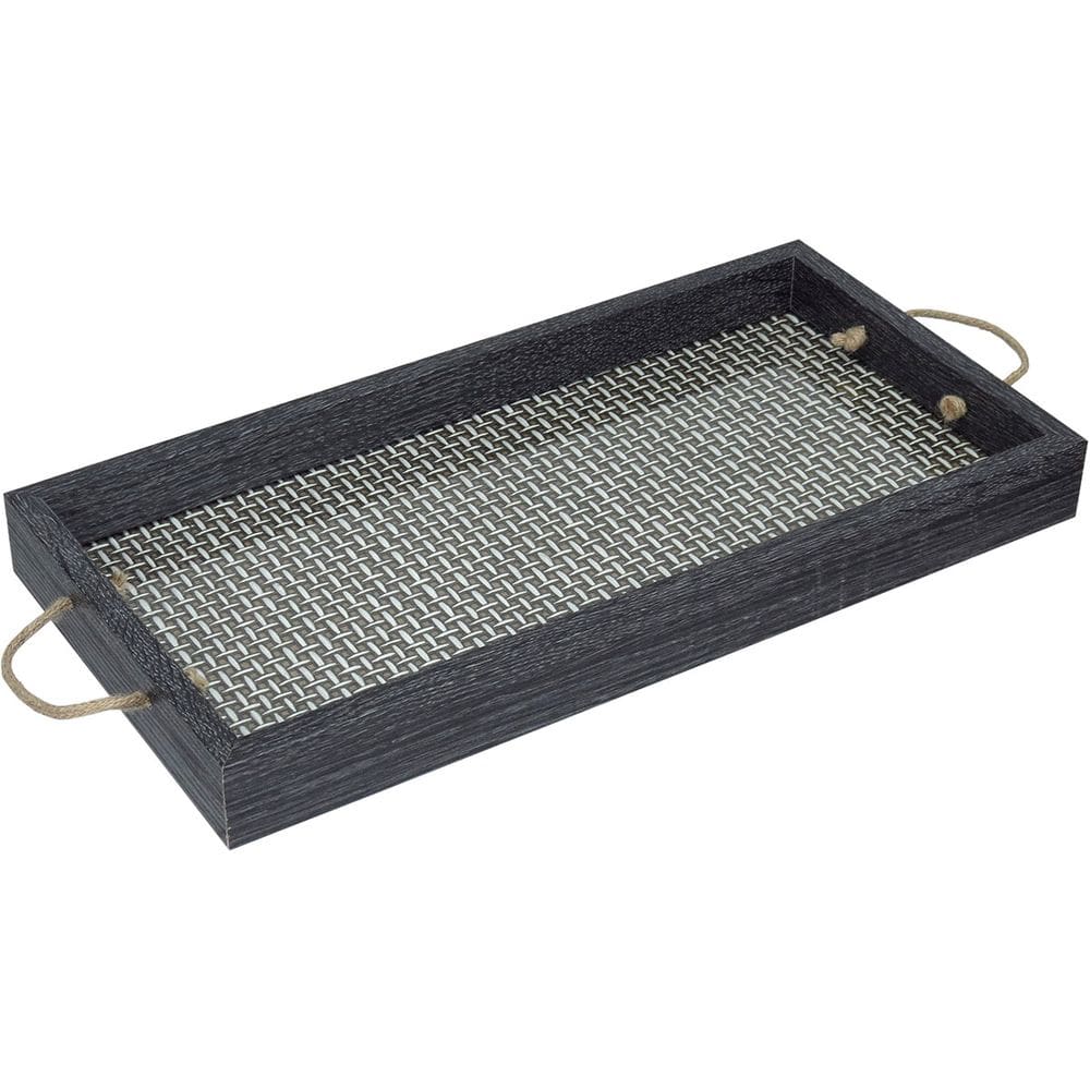 BANDEJA DECORATIVA PARA SERVIR HOME&CO RETANGULAR MDF 40x20x4cm PRETO