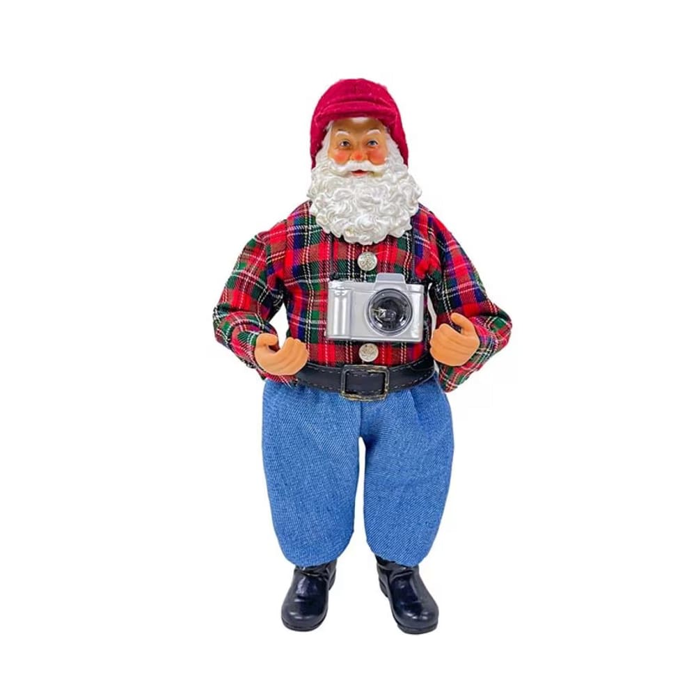 Boneco Papai Noel Colecionáveis Fotógrafo Decoração Natal 27cm
