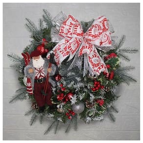 Guirlanda Natalina Enfeite De Porta Papai Noel Esquiador 60cm