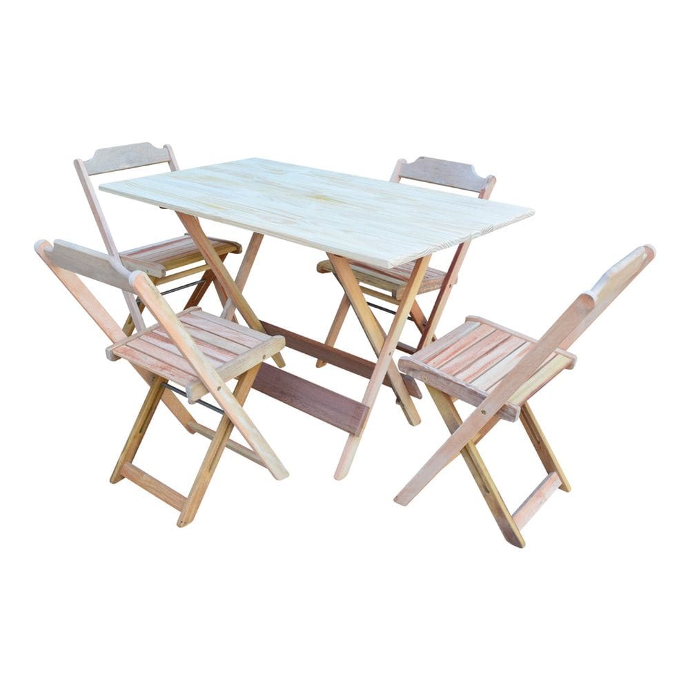 Jogo de Mesa de Madeira 1,20x70 C/ 04 Cadeiras Crua