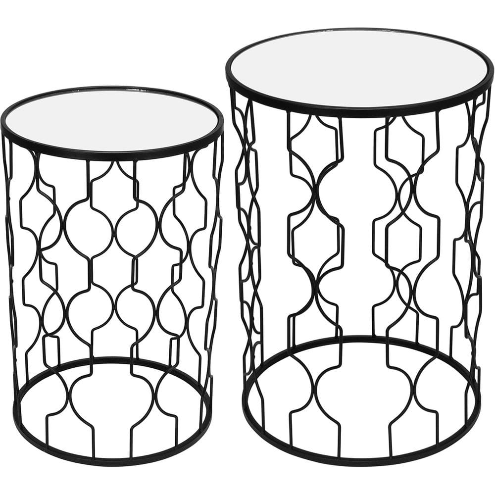 Jogo 2 Mesas Decorativa Canto Sala Lateral Home&Co Metal Preto