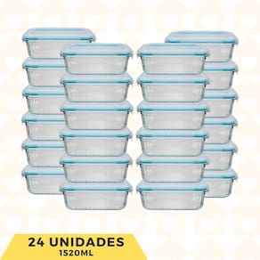 Kit 24 Tigela Potes Hermeticos Canelados 1520ML Grande Marmita