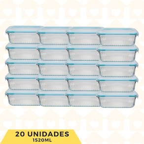 Jogo 20 Potes Canealdo Retangular 1520ML Hermetico Microondas