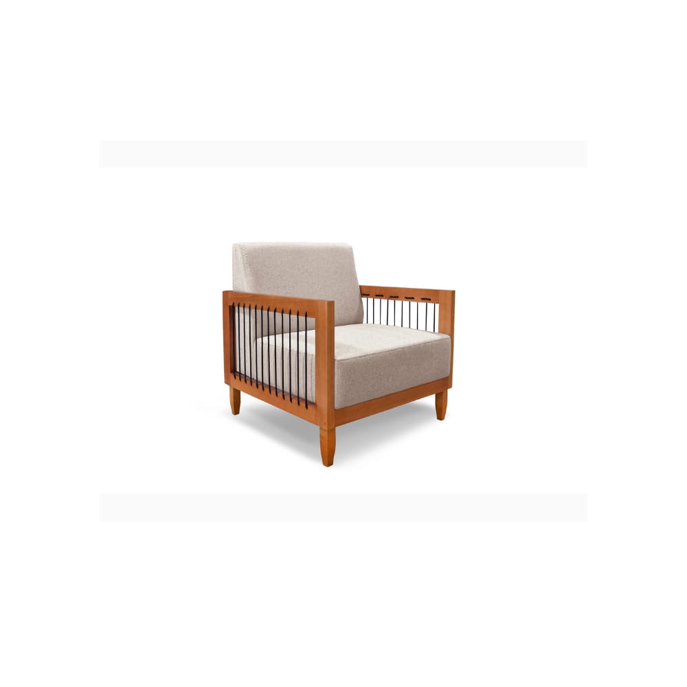 Poltrona Decorativa Beth Linho Rustico Areia 2011 - Montanaris Decor