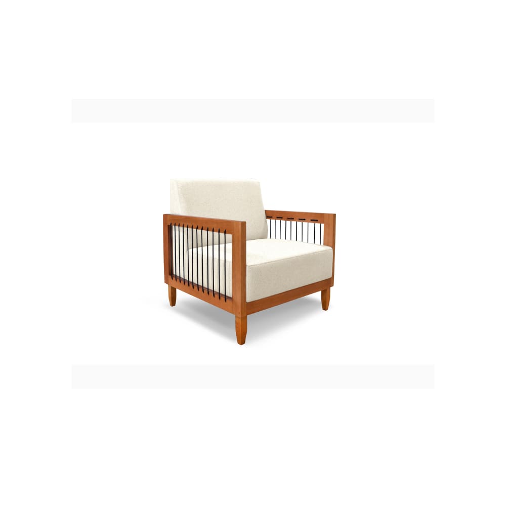 Poltrona Decorativa Beth Linho Rustico Natural 2010 - Montanaris Decor