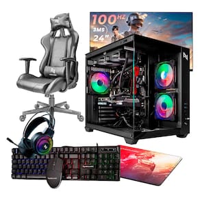 PC GAMER COMPLETO RYZEN 5 5600GT, 16GB 3200MHZ (RADEON VEGA 7), SSD 480GB M.2, 500W 80 PLUS, MONITOR 24" 100HZ, CADEIRA - NLI87597