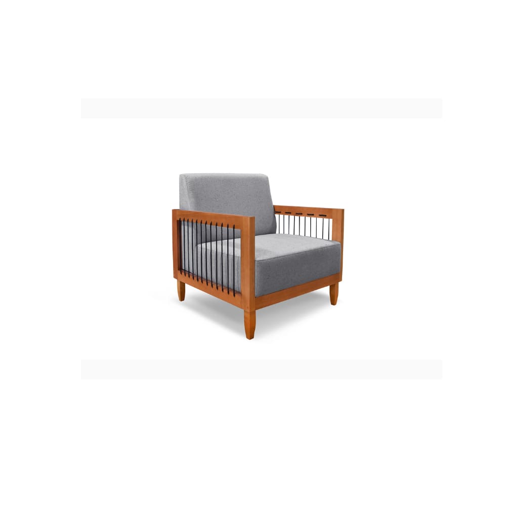Poltrona Decorativa Beth Linho Cinza 2006 - Montanaris Decor