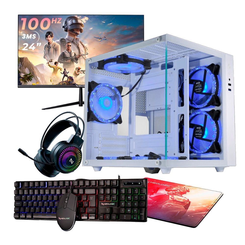 PC GAMER COMPLETO RYZEN 5 5600GT, 16GB 3200MHZ (RADEON VEGA 7), SSD 480GB M.2, 500W 80 PLUS, MONITOR 24" 100HZ - NLI87590