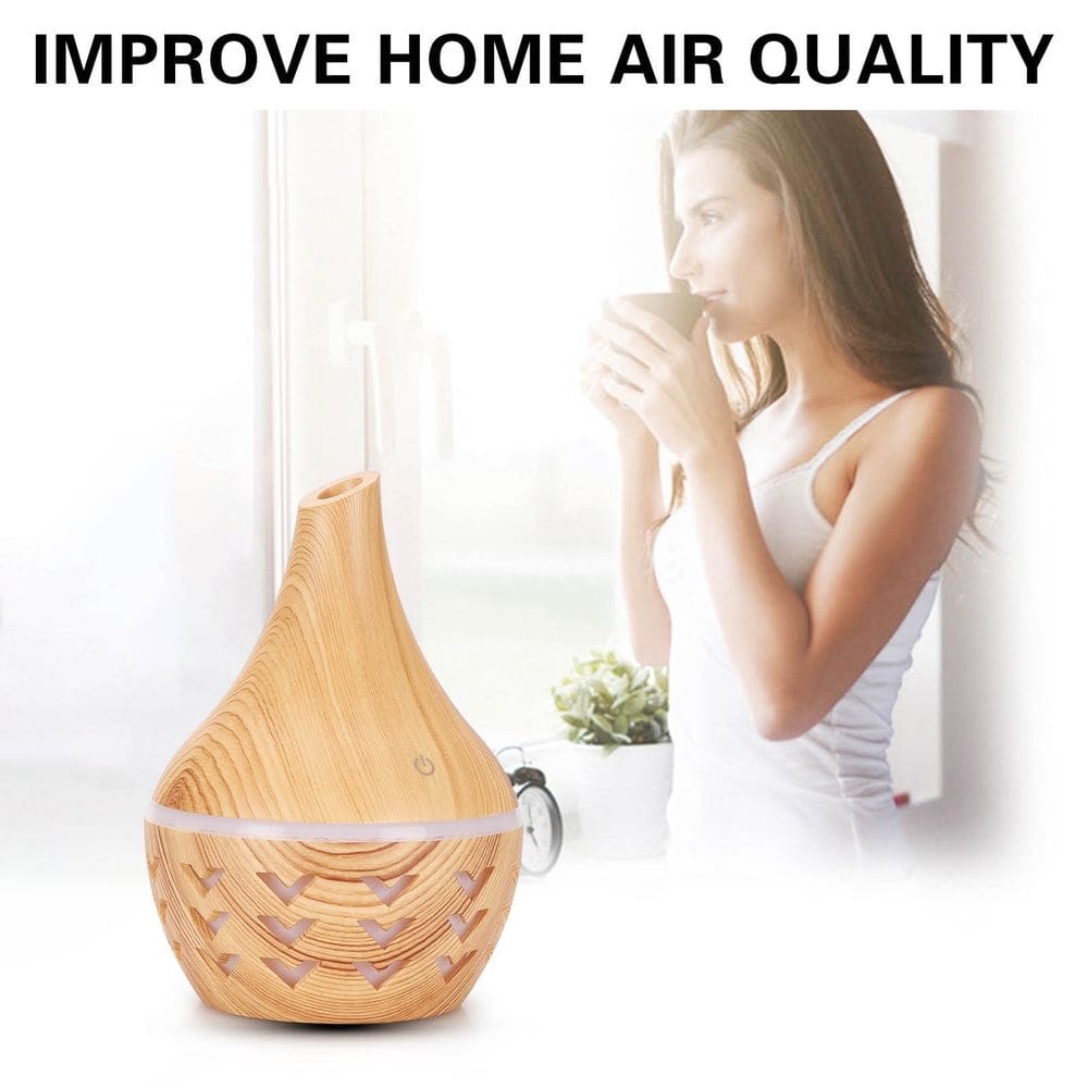 Frasco de aromaterapia para umidificador Mini 130 ml LED Wood Grain