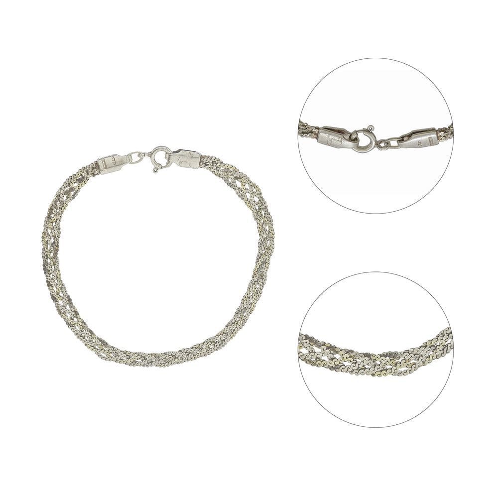 Pulseira Feminina De Prata 925  Trançada