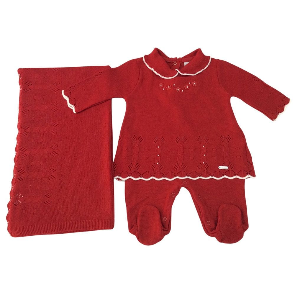 Saida Maternidade Tricot bebe fem Noruega Vermelho E Rosa