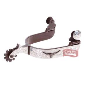 Espora Metalab 238435 Antique Brown Longhorn Roping Spurs Men Oval Level 2