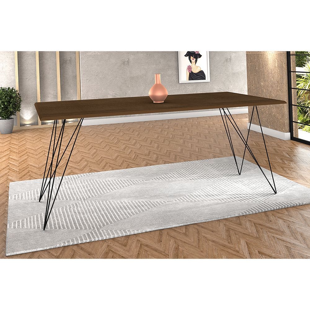 Mesa De Jantar Trama Base Preta Com Tampo Amêndoa 140 X 80 - New Green