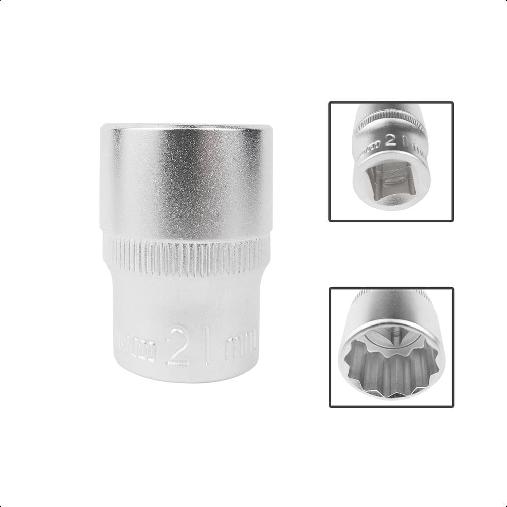 Soquete Estriado Encaixe 1/2 Pols CRV 21mm Aço Cromo Vanádio