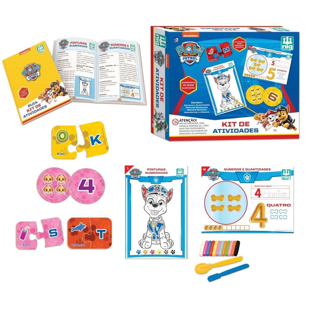 Kit Atividades Infantis Patrulha Canina Brinquedo Para Educação Alfabetização - Nig Brinquedos