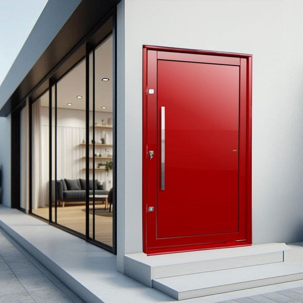 Porta Pivotante Lambril com Puxador Lado Esquerdo Elite 216x120 Vermelho