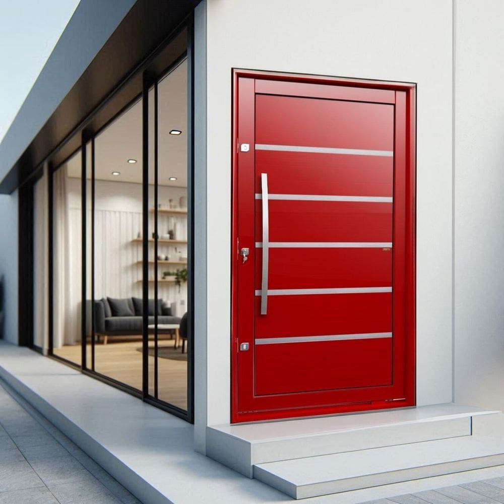 Porta Pivotante Lambril Premium com Puxador Lado Esquerdo Elite 216x150cm Vermelho