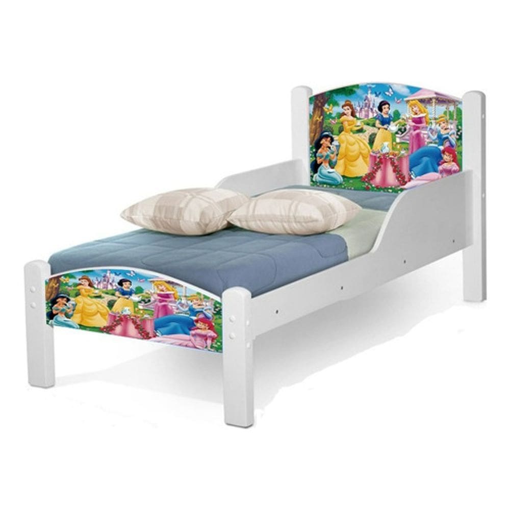 Mini Cama Infantil Das Princesas Com Pés De Madeira