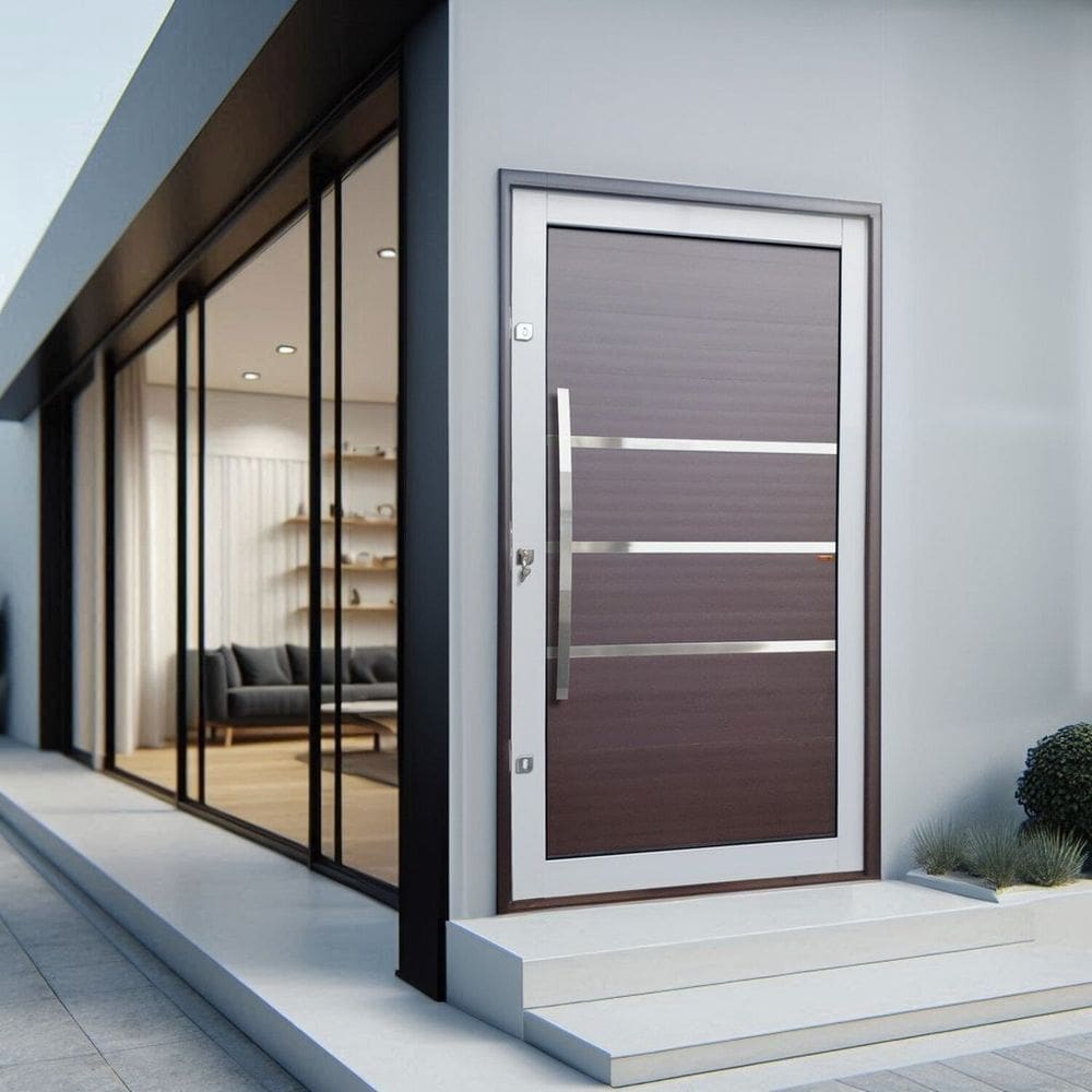 Porta Pivotante Lambril Evolution com Puxador Lado Direito Elite 216x100cm Mix Corten