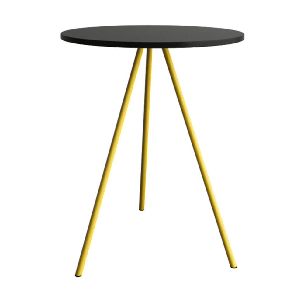 Mesa Lateral Gabriela Wood Preto E Amarelo