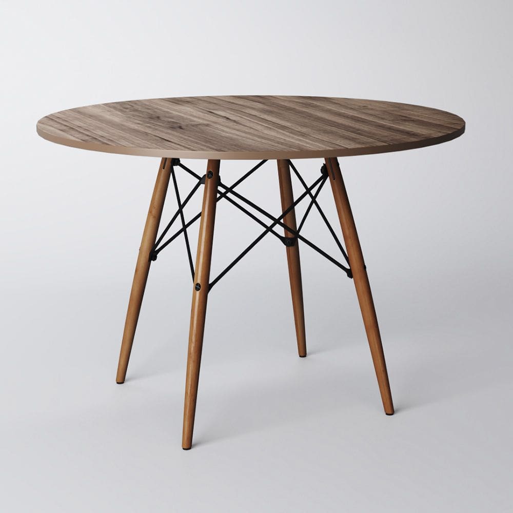Mesa Eiffel Wood Tampo Redonda De Madeira 90 Cm Amêndoa New Green